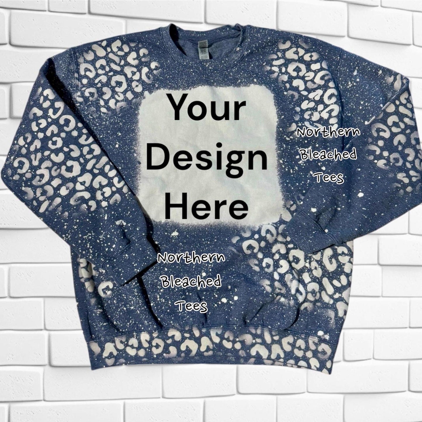 Leopard Sweatshirt, Checkered Flag Sweatshirt, Custom, Bleached Sweatshirts, Blank Bleached Crewnecks, Sublimation, Bulk, Gildan Crewnecks