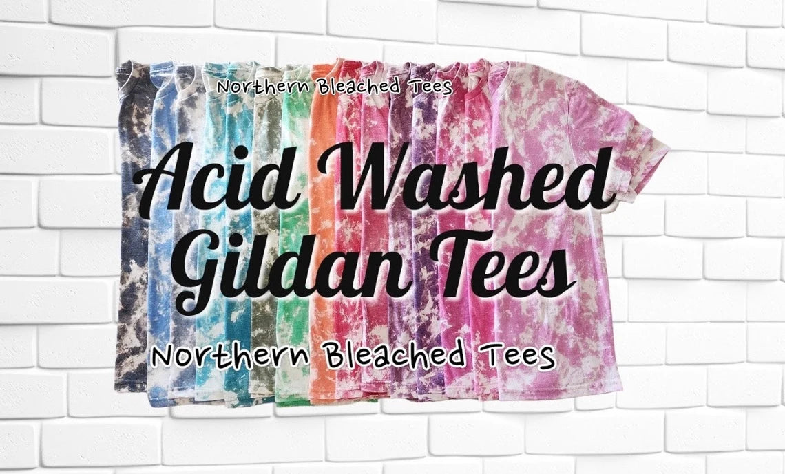 Acid Wash Gildan Tees, Acid Wash Shirts, Scrunched Shirts, Bleached T-shirts