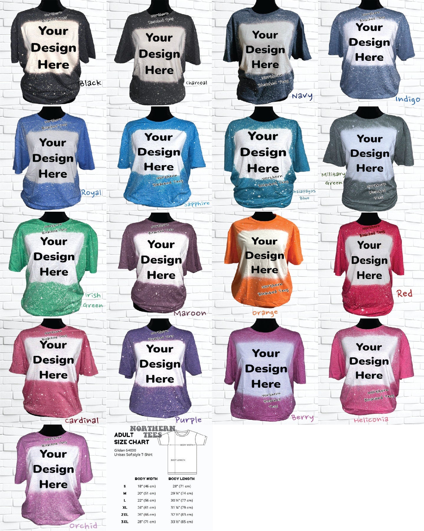 Gildan 64000 Color Chart