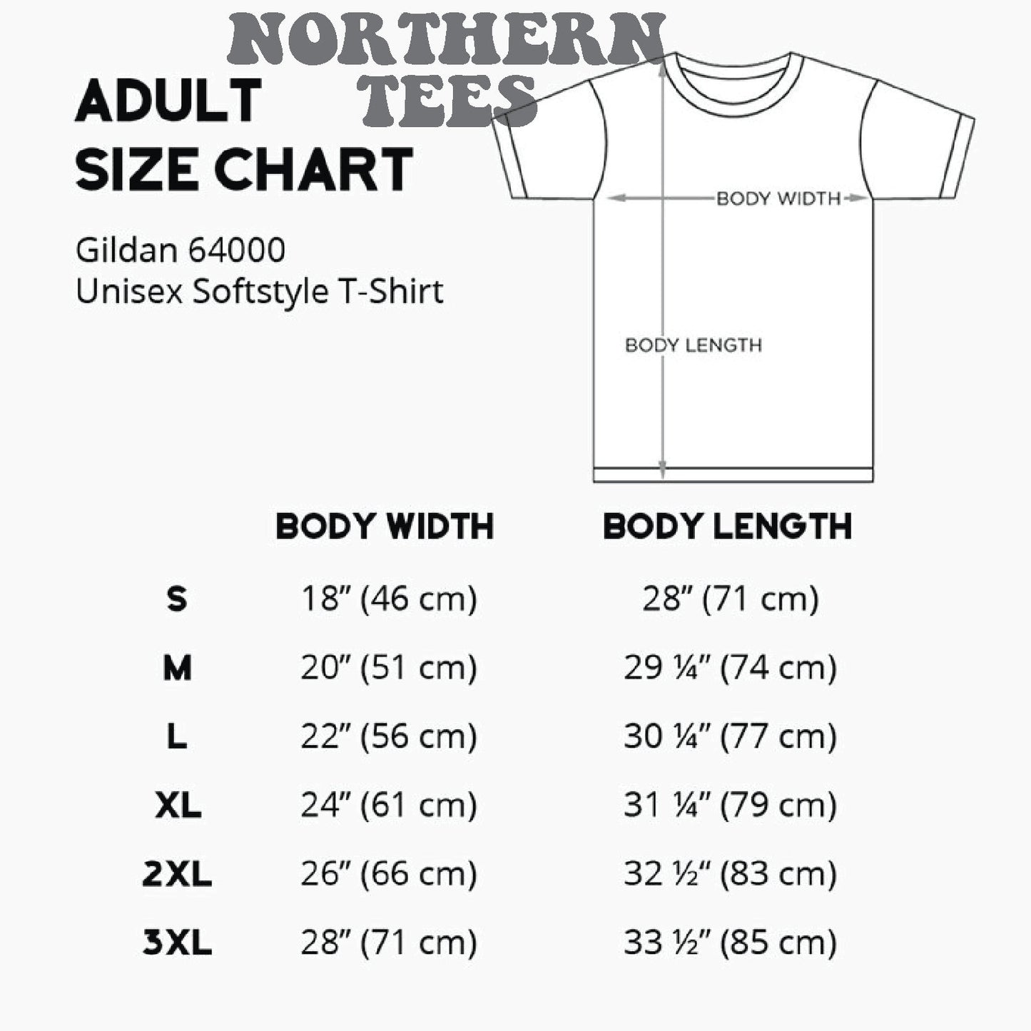 Gildan 64000 Size Chart