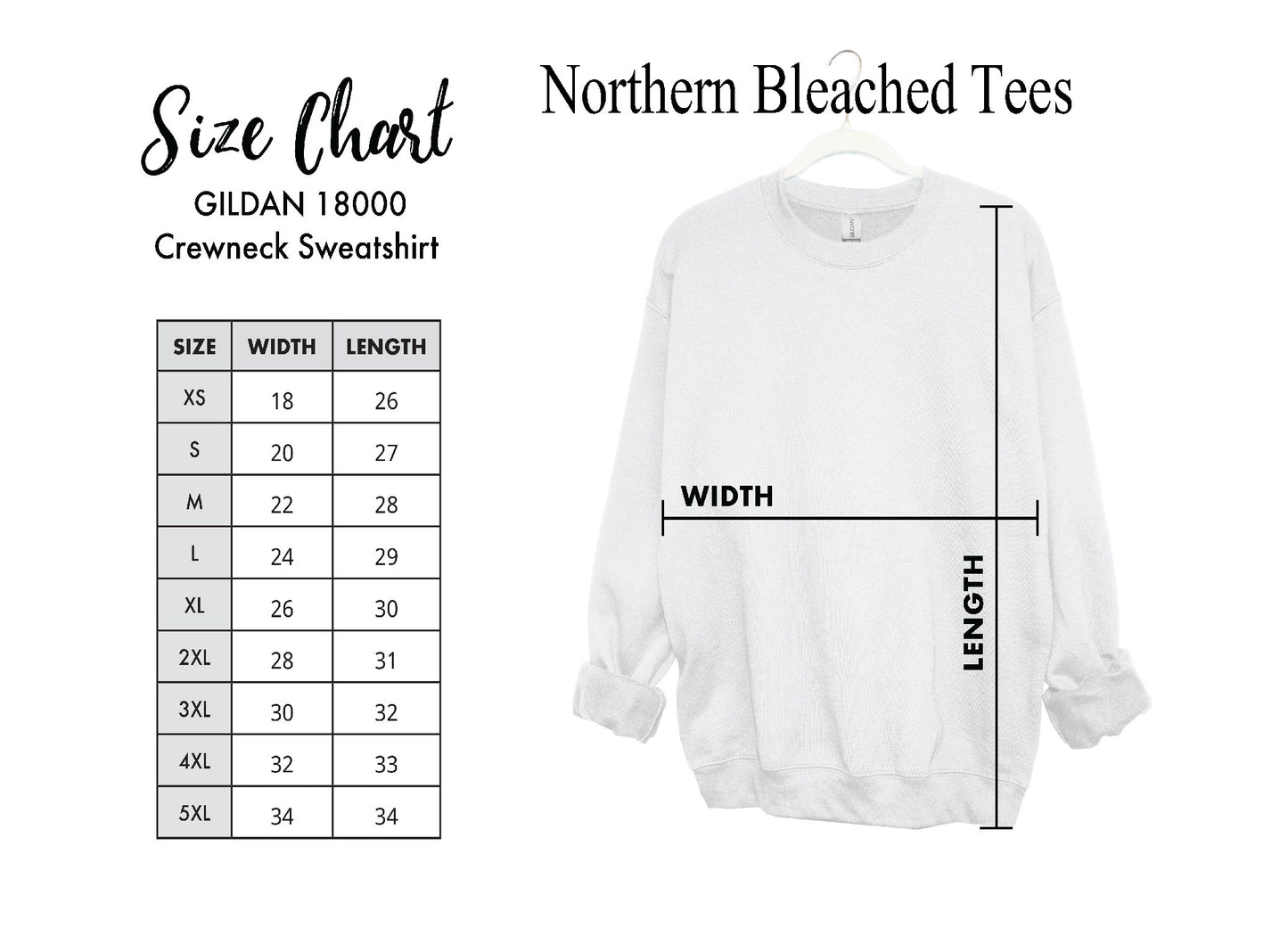 Gildan Crewneck Size Chart