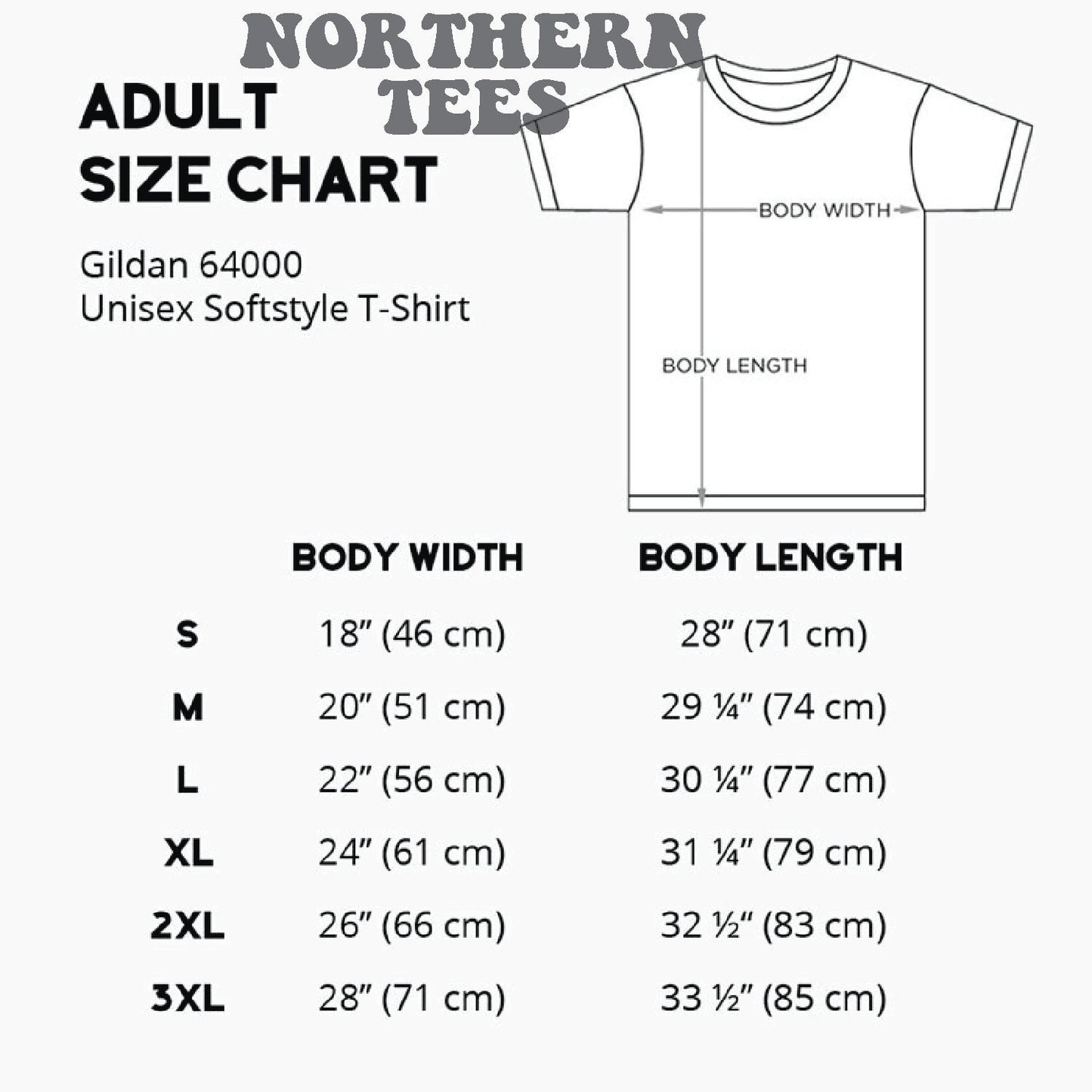 Bleached Blank Gildan Size Chart