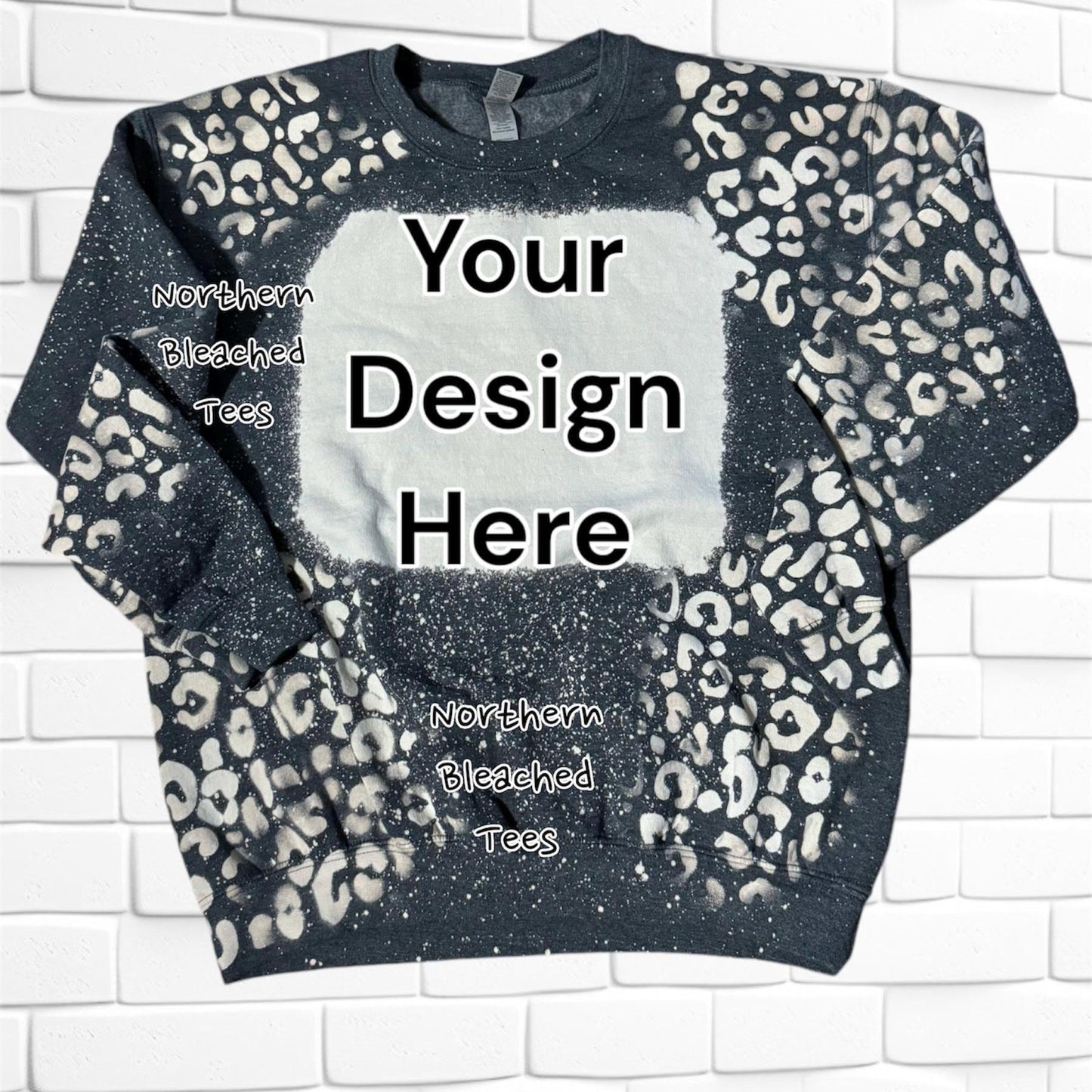 Leopard Sweatshirt, Checkered Flag Sweatshirt, Custom, Bleached Sweatshirts, Blank Bleached Crewnecks, Sublimation, Bulk, Gildan Crewnecks
